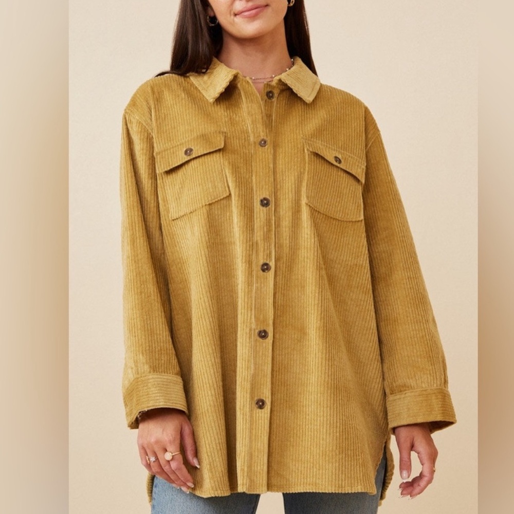 Hayden Mustard Button Down Shirt NWT 3X‎ Shacket